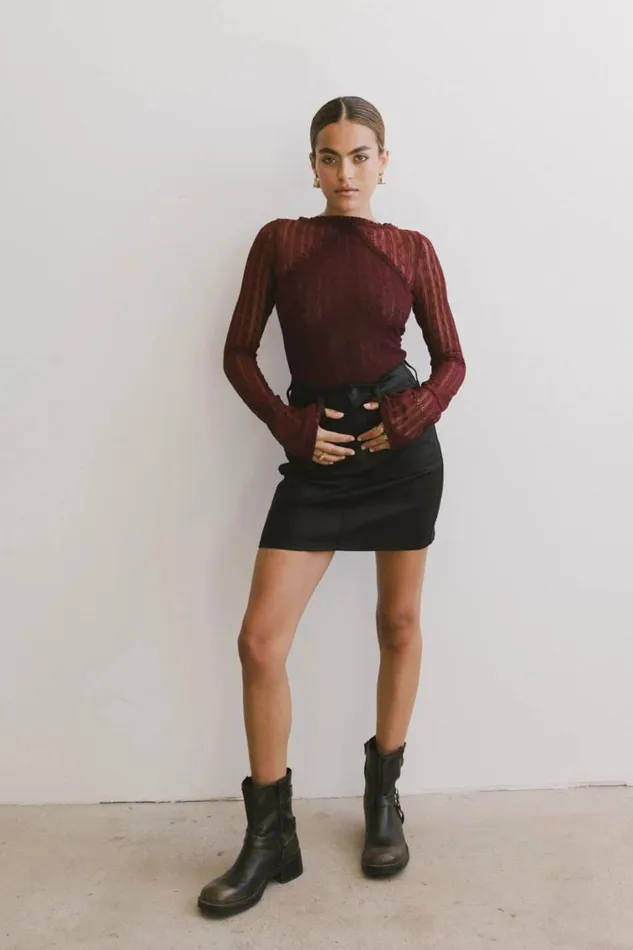 Tops Women Bohme Linnea Lace Top In Burgundy Burgundy