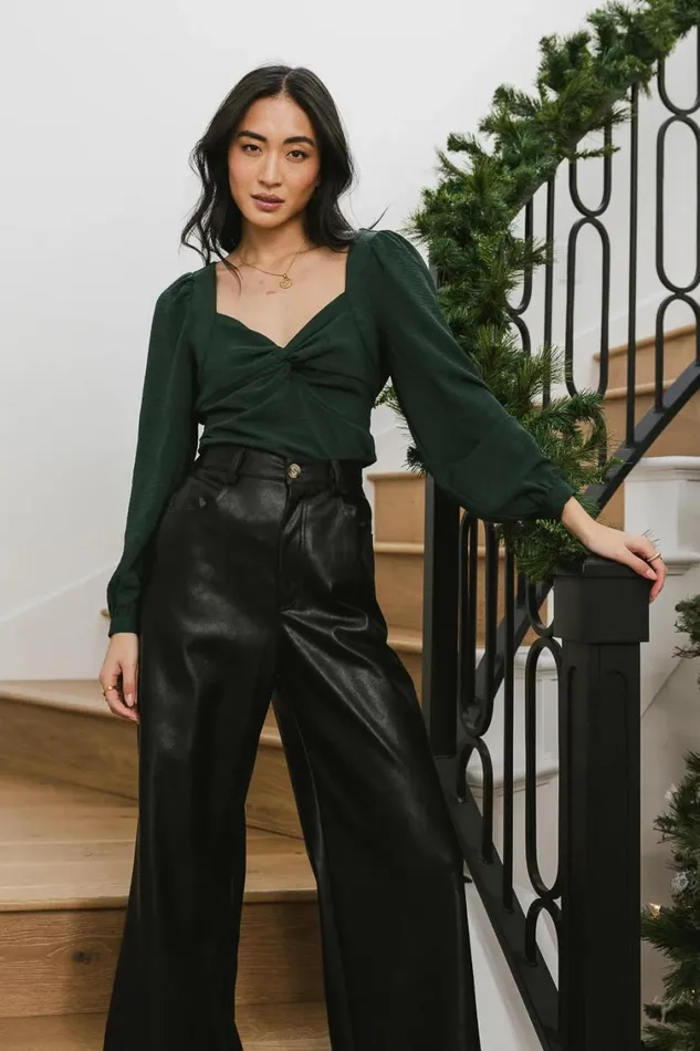 Tops Women Bohme Maeve Twist Front Blouse In Emerald Emerald