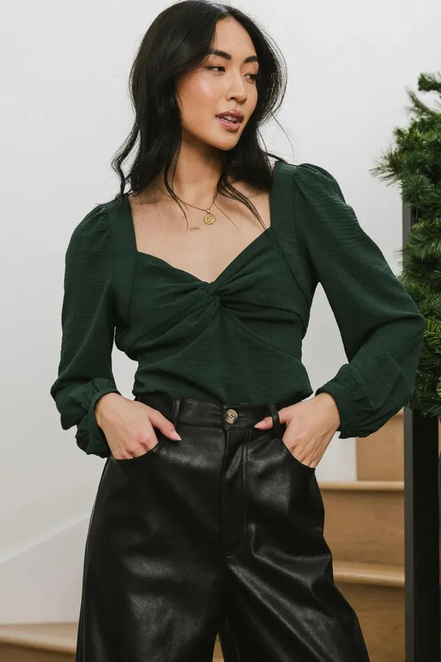 Tops Women Bohme Maeve Twist Front Blouse In Emerald Emerald