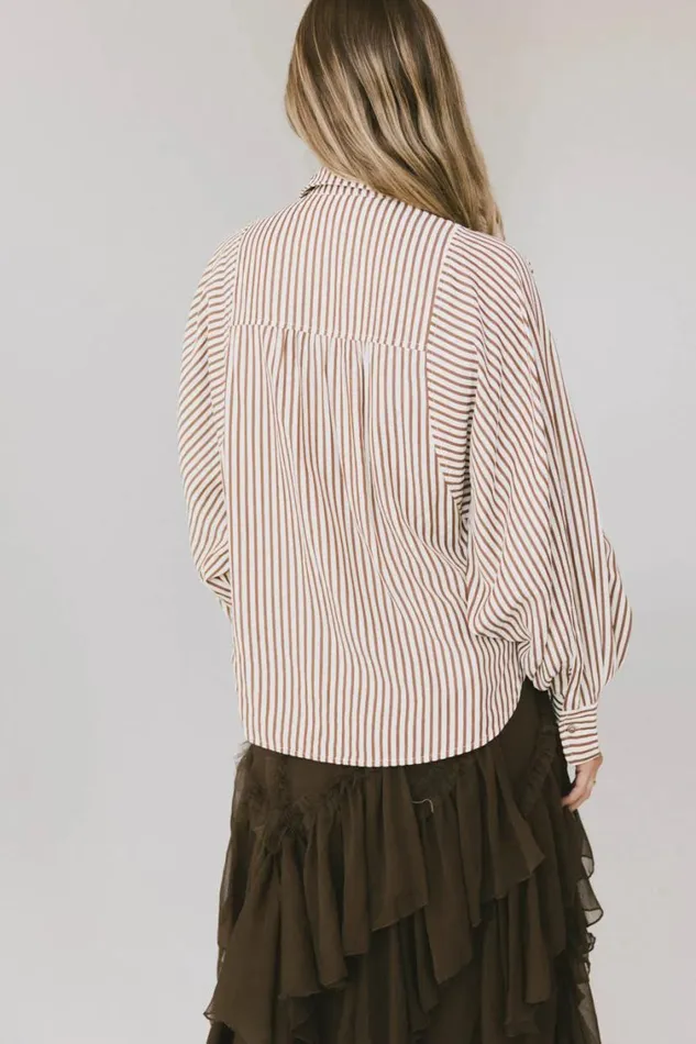 Tops Women Bohme Niri Striped Button Up In Brown Brown