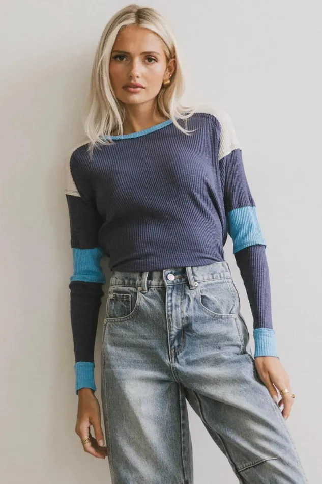 Tops Women Bohme Sarai Ribbed Top In Blue Blue