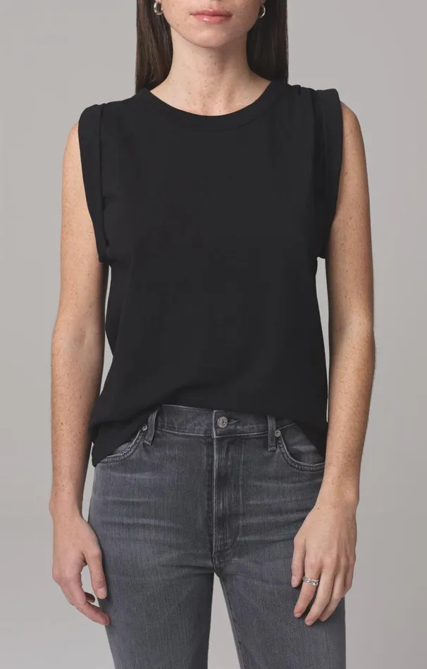 Tops Women Citizens Of Humanity Jordana Rolled Sleeve Tee In Black Black