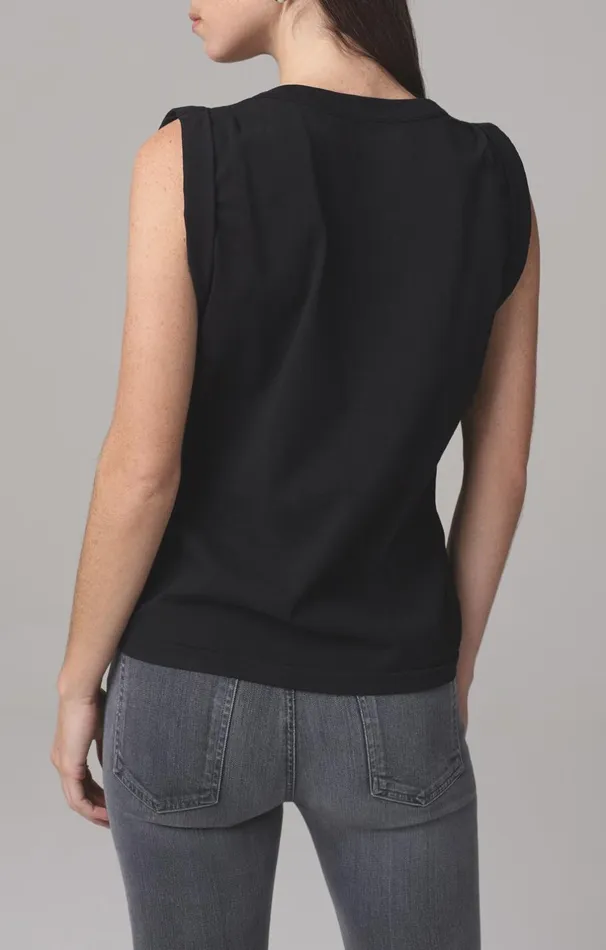 Tops Women Citizens Of Humanity Jordana Rolled Sleeve Tee In Black Black