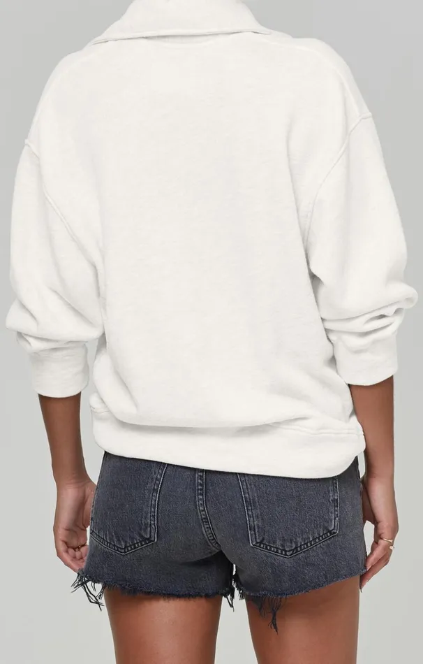 Tops Women Citizens Of Humanity Rosalia Polo Collar Sweatshirt In Lemon Drop Lemon Drop