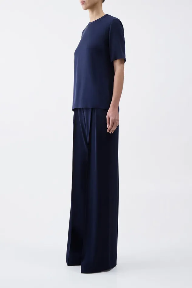 Tops Women Gabriela Hearst Elisa Top In Navy Silk Crepe