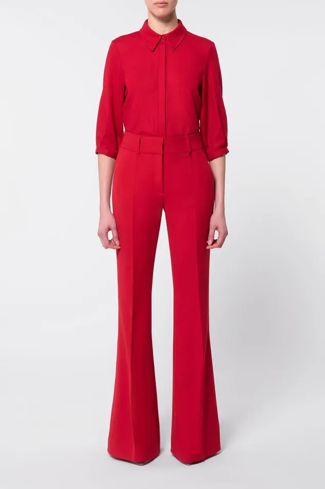 Tops Women Gabriela Hearst Hadley Blouse In Scarlet Red Virgin Wool