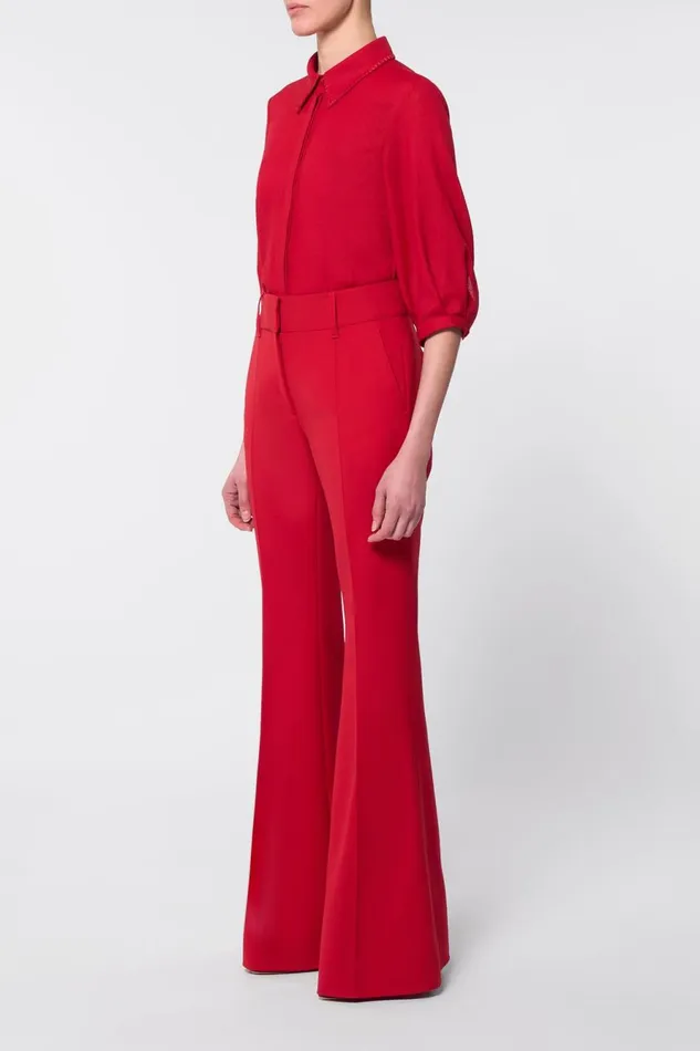 Tops Women Gabriela Hearst Hadley Blouse In Scarlet Red Virgin Wool