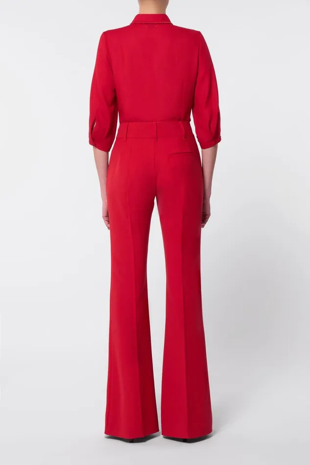 Tops Women Gabriela Hearst Hadley Blouse In Scarlet Red Virgin Wool