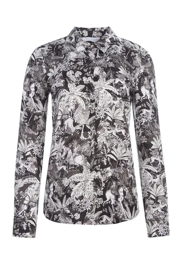 Tops Women Gabriela Hearst Henri Blouse In Grey Scale Printed Silk Twill