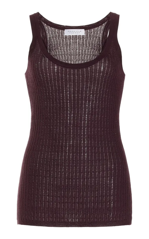 Tops Women Gabriela Hearst Nevin Pointelle Knit Tank Top In Deep Bordeaux Cashmere Silk Tops Women Gabriela Hearst Nevin Pointelle Knit Tank Top In Deep Bordeaux Cashmere Silk
