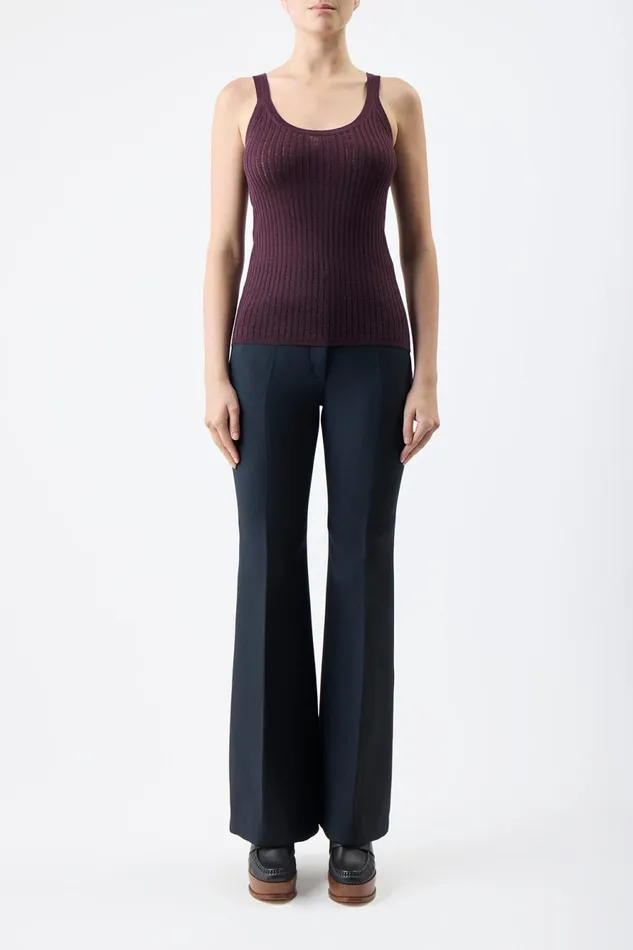 Tops Women Gabriela Hearst Nevin Pointelle Knit Tank Top In Deep Bordeaux Cashmere Silk