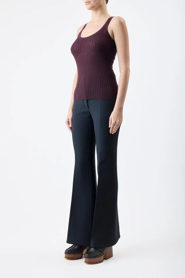 Tops Women Gabriela Hearst Nevin Pointelle Knit Tank Top In Deep Bordeaux Cashmere Silk