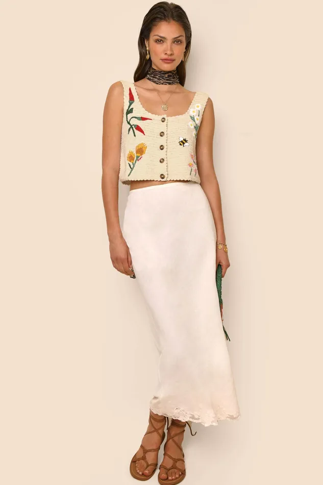 Tops Women RIXO Luma Chili Embroidery Cream Tops Women RIXO Luma Chili Embroidery Cream