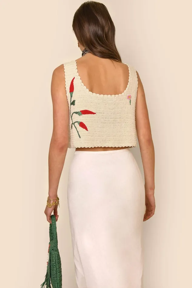 Tops Women RIXO Luma Chili Embroidery Cream Tops Women RIXO Luma Chili Embroidery Cream