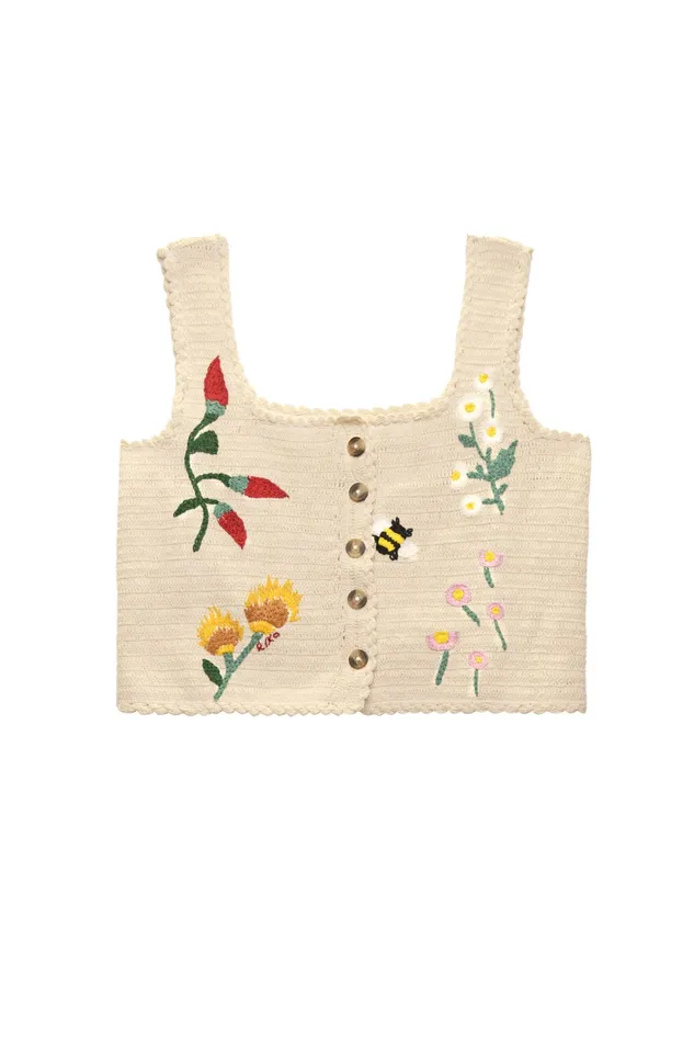 Tops Women RIXO Luma Chili Embroidery Cream Tops Women RIXO Luma Chili Embroidery Cream