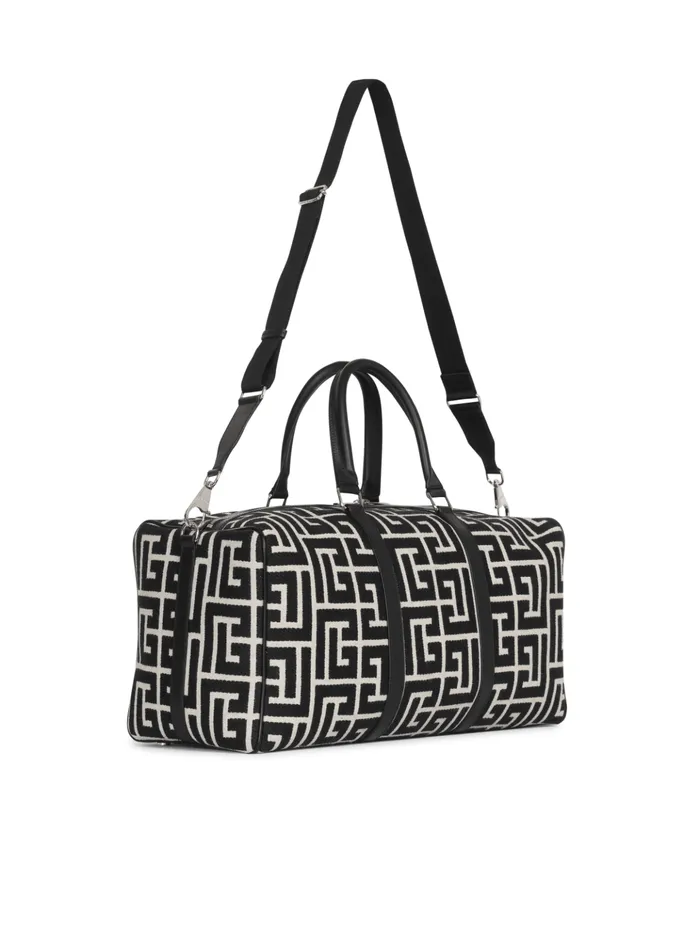 Travel Bag With Jacquard Maxi Monogram Black Men Balmain Bags And Backpacks