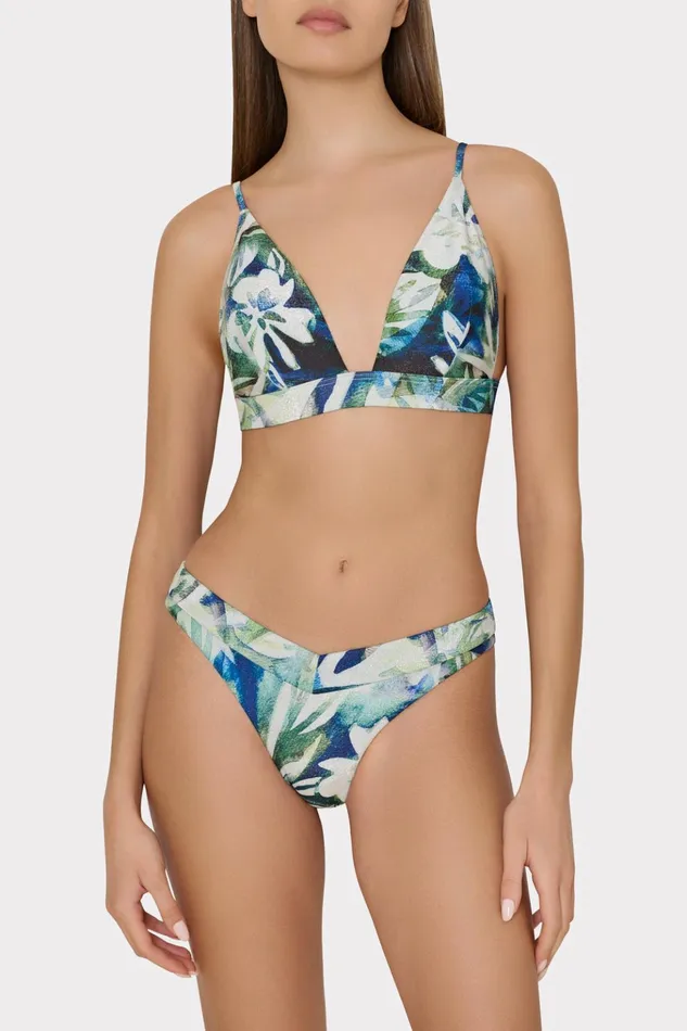 Tropical Paradise Bikini Top Green Multi Women Milly Swim and Coverups