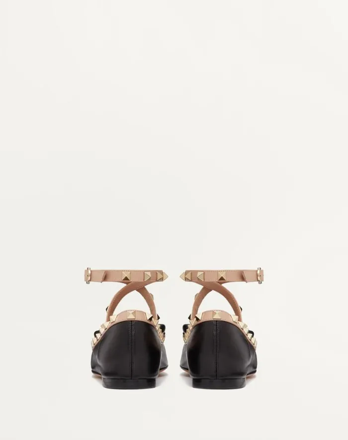Valentino Ballerinas Woman Rockstud Ballerina In Nappa Leather For Woman In Black Black