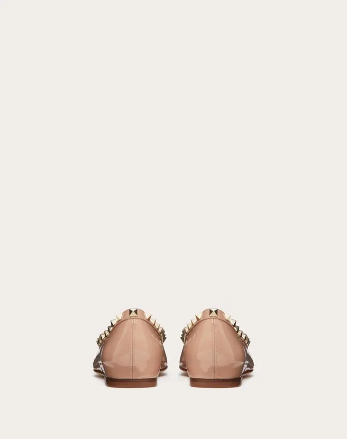 Valentino Ballerinas Woman Rockstud Patent Leather Ballerina For Woman In Black Black