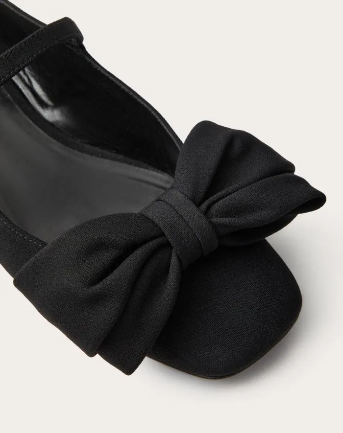 Valentino Ballerinas Woman Valentino Garavani Bowjane Maryjane Ballerina In Crepe Fabric 20mm For Woman In Black Black