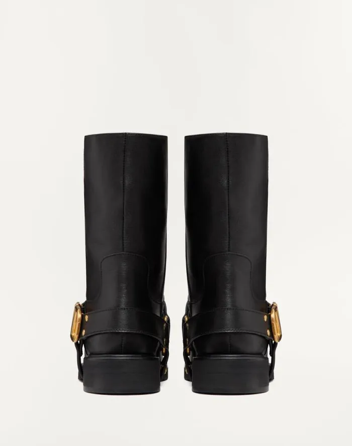 Valentino Boots Woman Vlogo Signature Calfskin Ankle Boot 30mm For Woman In Black Black