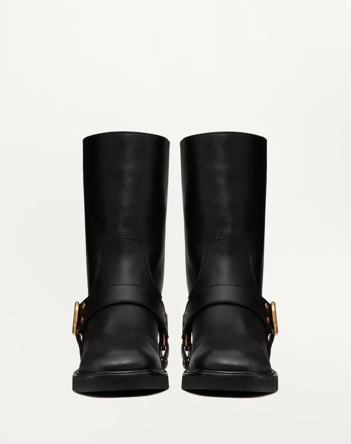 Valentino Boots Woman Vlogo Signature Calfskin Ankle Boot 30mm For Woman In Black Black