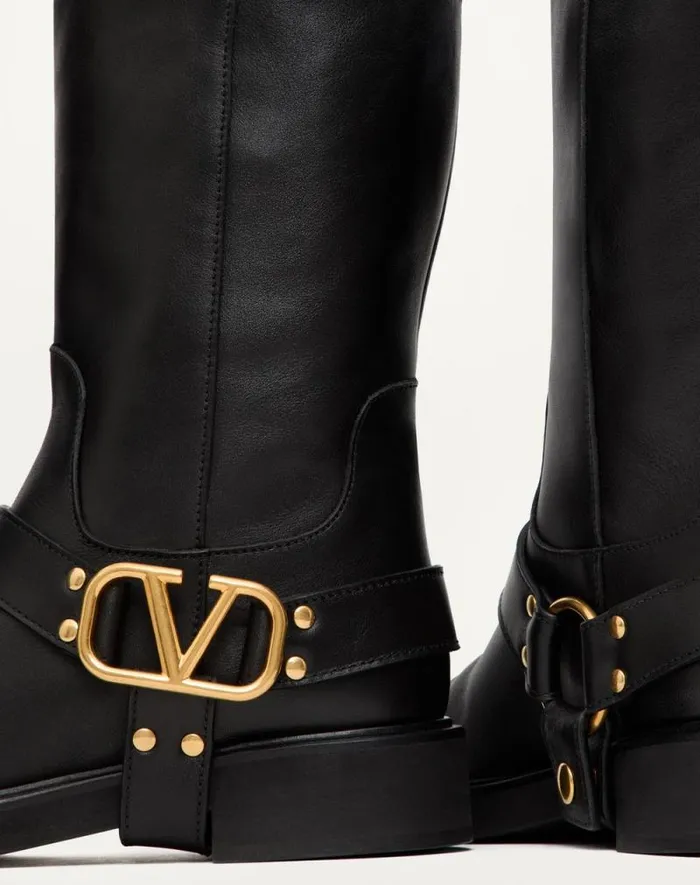 Valentino Boots Woman Vlogo Signature Calfskin Ankle Boot 30mm For Woman In Black Black