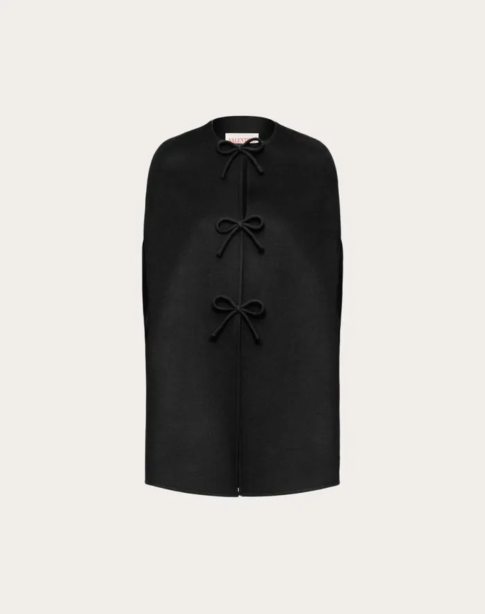 Valentino Coats And Outerwear Woman Compact Drap Cape For Woman In Black Black