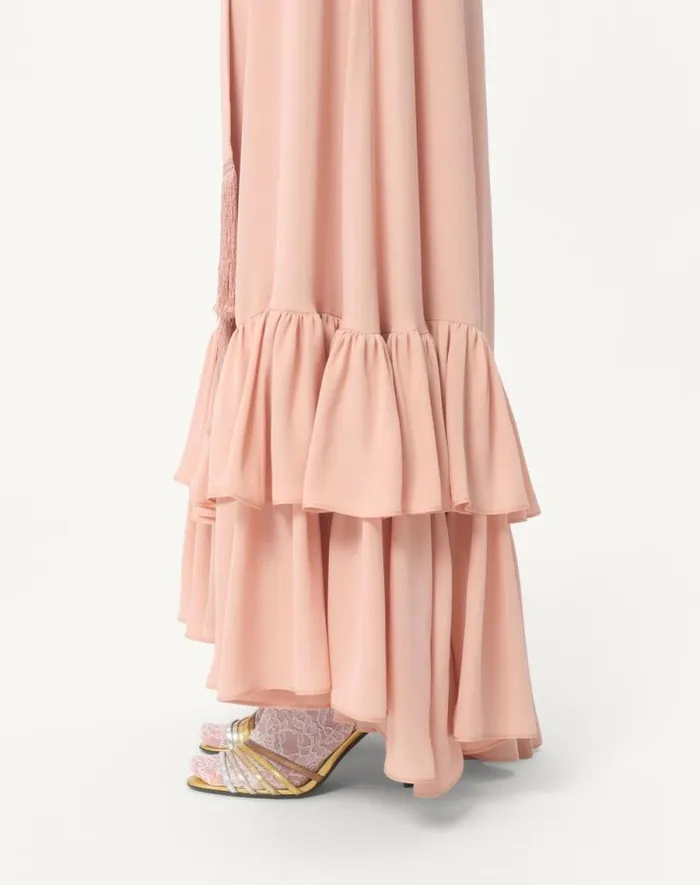 Valentino Gowns Woman Embroidered Georgette Long Dress For Woman In Rose Mist Rose Mist Valentino Gowns Woman Embroidered Georgette Long Dress For Woman In Rose Mist Rose Mist