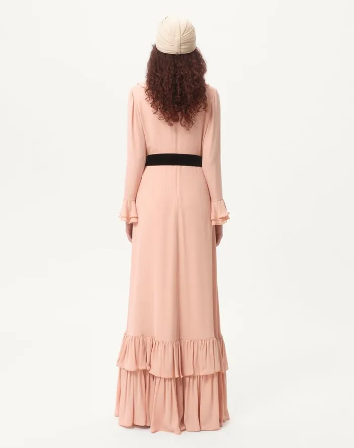 Valentino Gowns Woman Embroidered Georgette Long Dress For Woman In Rose Mist Rose Mist Valentino Gowns Woman Embroidered Georgette Long Dress For Woman In Rose Mist Rose Mist
