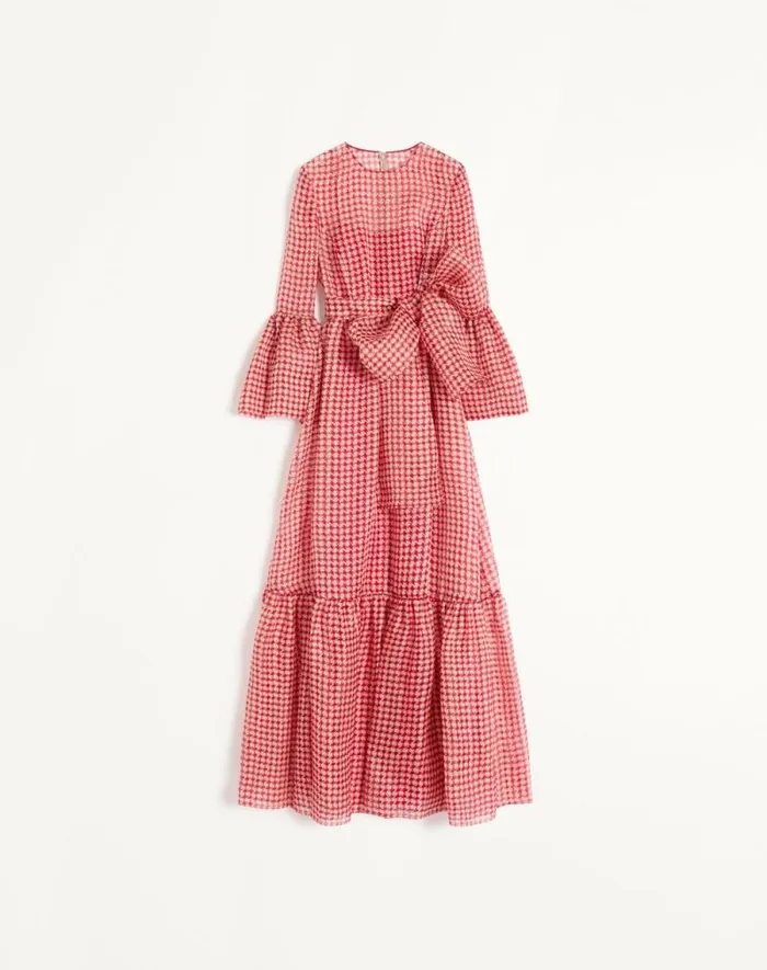 Valentino Gowns Woman Vichy Opticool Organza Evening Dress For Woman In Ivoryparis Ivoryparis