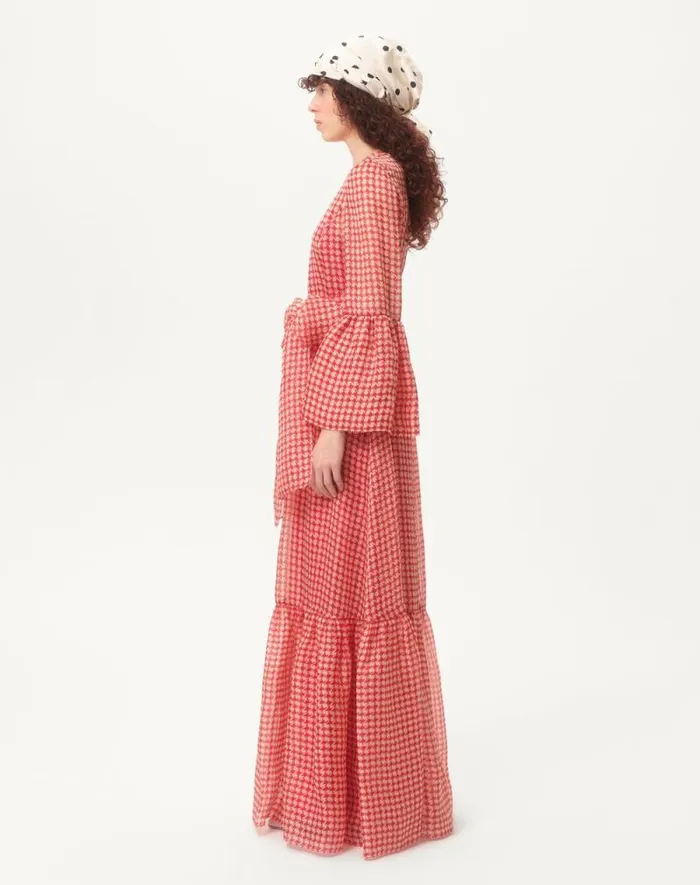 Valentino Gowns Woman Vichy Opticool Organza Evening Dress For Woman In Ivoryparis Ivoryparis