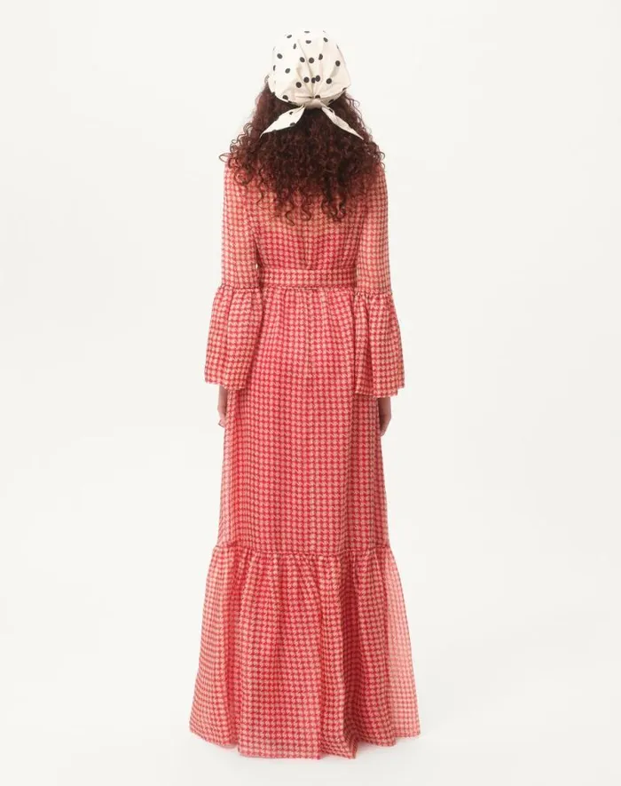 Valentino Gowns Woman Vichy Opticool Organza Evening Dress For Woman In Ivoryparis Ivoryparis