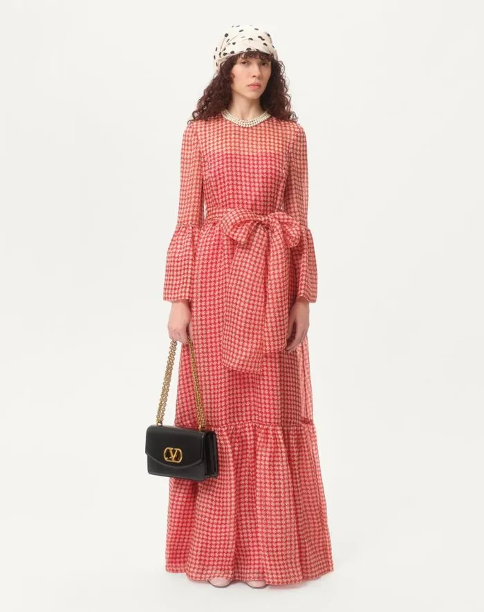 Valentino Gowns Woman Vichy Opticool Organza Evening Dress For Woman In Ivoryparis Ivoryparis