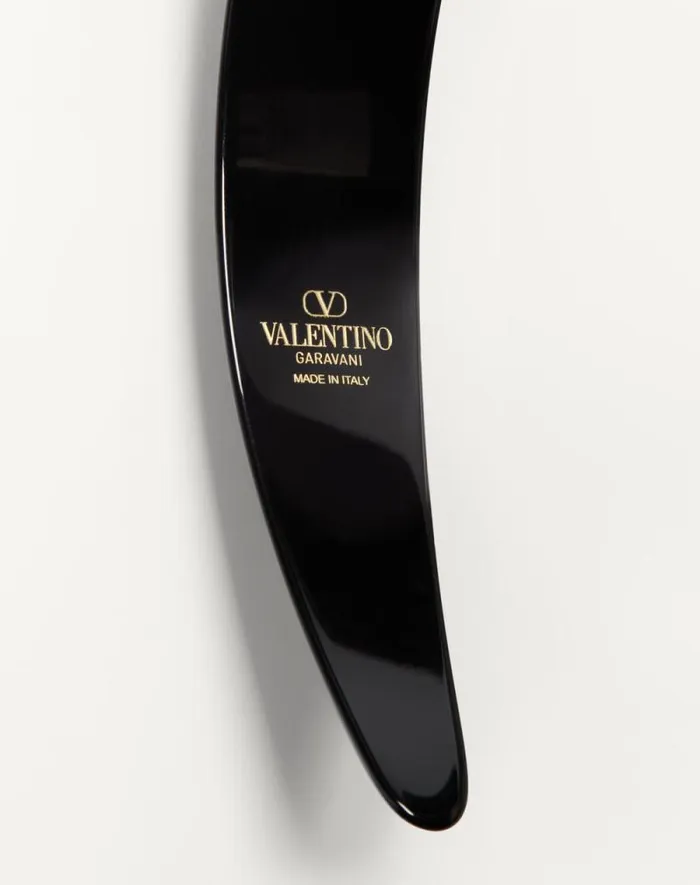 Valentino Hair Accessories Woman Vlogo Signature Headband In Resin Metal And Crystals For Woman In Blackgoldcrystal Blackgoldcrystal