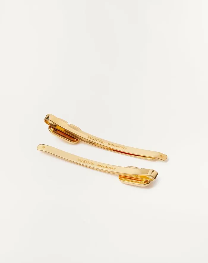 Valentino Hair Accessories Woman Vlogo Signature Metal Hair Clip For Woman In Gold Gold Valentino Hair Accessories Woman Vlogo Signature Metal Hair Clip For Woman In Gold Gold