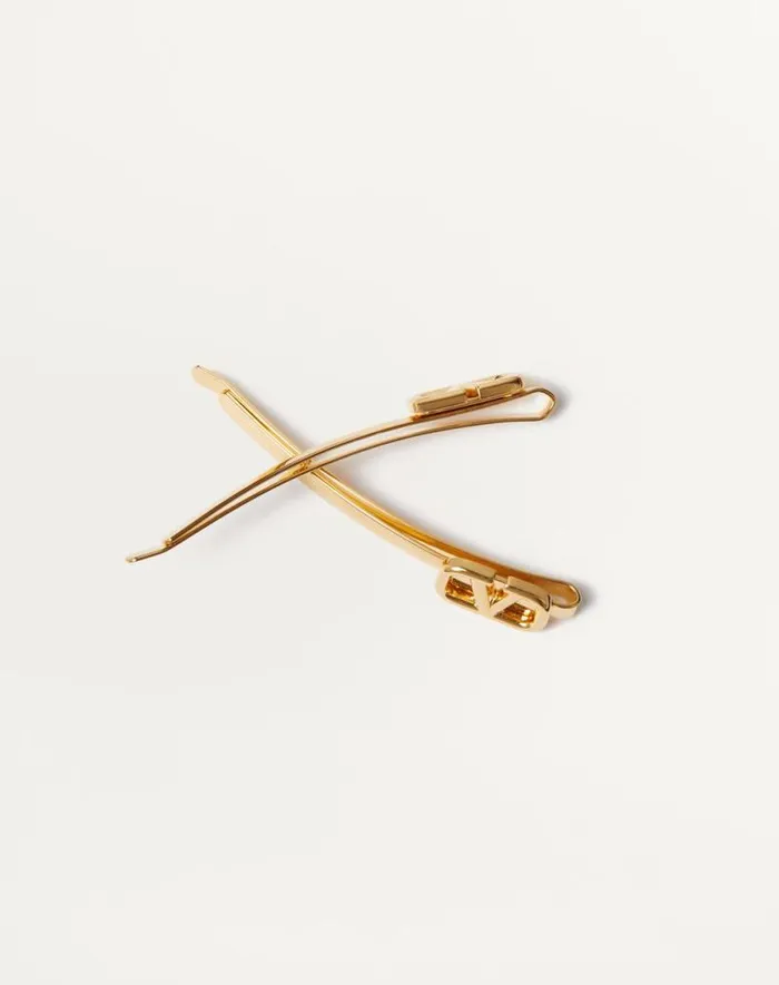 Valentino Hair Accessories Woman Vlogo Signature Metal Hair Clip For Woman In Gold Gold Valentino Hair Accessories Woman Vlogo Signature Metal Hair Clip For Woman In Gold Gold