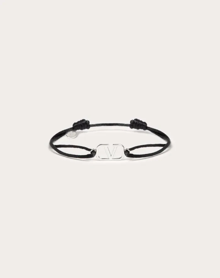 Valentino Jewelry Man Vlogo Signature Cotton Bracelet For Man In Ultramarine Ultramarine