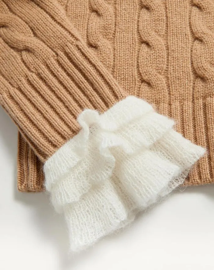 Valentino Knitwear Woman Cashmere Sweater For Woman In Camelivory Camelivory
