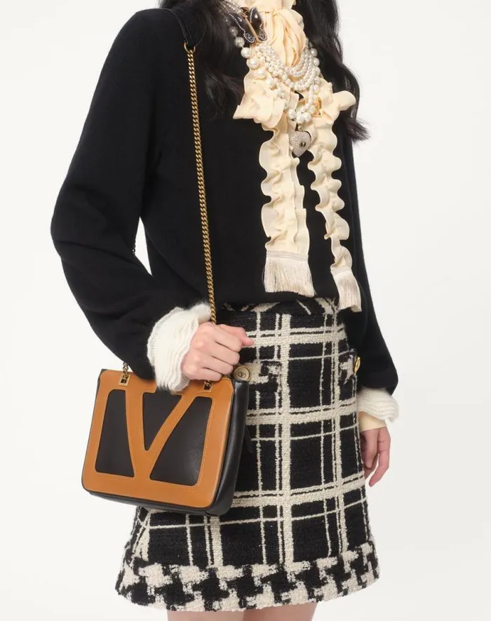 Valentino Knitwear Woman Wool And Mohair Sweater For Woman In Blackivory Blackivory Valentino Knitwear Woman Wool And Mohair Sweater For Woman In Blackivory Blackivory