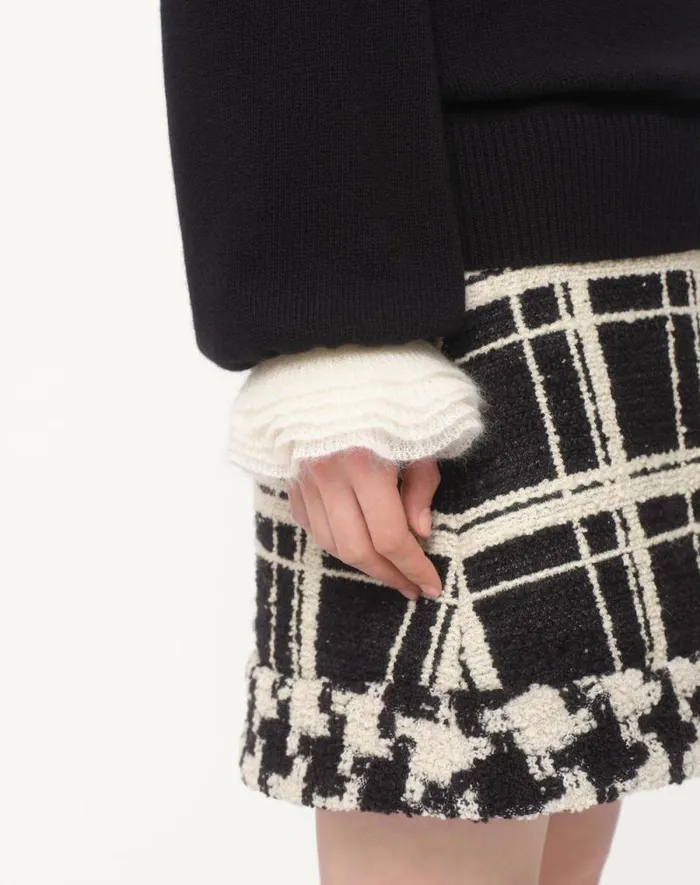 Valentino Knitwear Woman Wool And Mohair Sweater For Woman In Blackivory Blackivory Valentino Knitwear Woman Wool And Mohair Sweater For Woman In Blackivory Blackivory