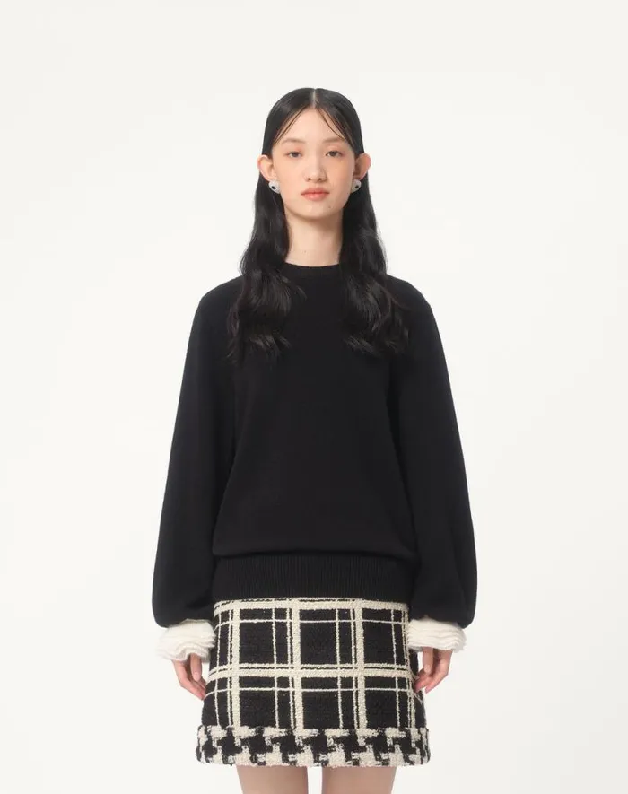 Valentino Knitwear Woman Wool And Mohair Sweater For Woman In Blackivory Blackivory Valentino Knitwear Woman Wool And Mohair Sweater For Woman In Blackivory Blackivory