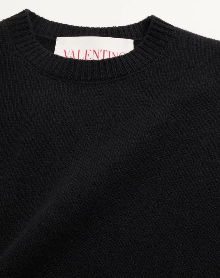 Valentino Knitwear Woman Wool And Mohair Sweater For Woman In Blackivory Blackivory Valentino Knitwear Woman Wool And Mohair Sweater For Woman In Blackivory Blackivory