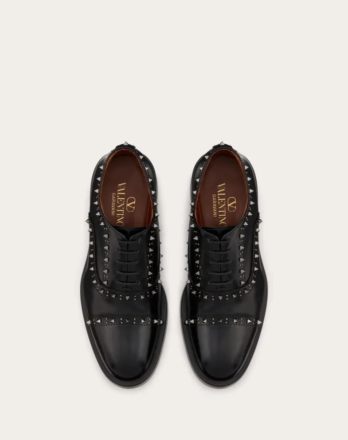 Valentino Loafers And Oxfords Woman Valentino Garavani Gentleglam Oxford Laceup Shoe In Calfskin For Woman In Black Black