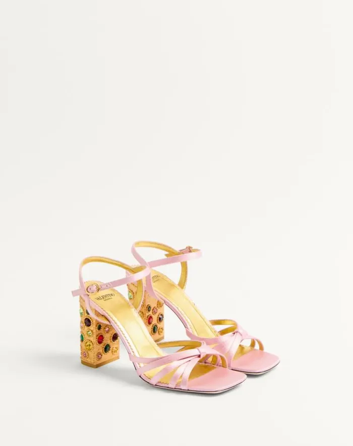 Valentino Sandals Woman Preshoes Satin Sandal With Crystals 90mm For Woman In Multicolor Multicolor Valentino Sandals Woman Preshoes Satin Sandal With Crystals 90mm For Woman In Multicolor Multicolor