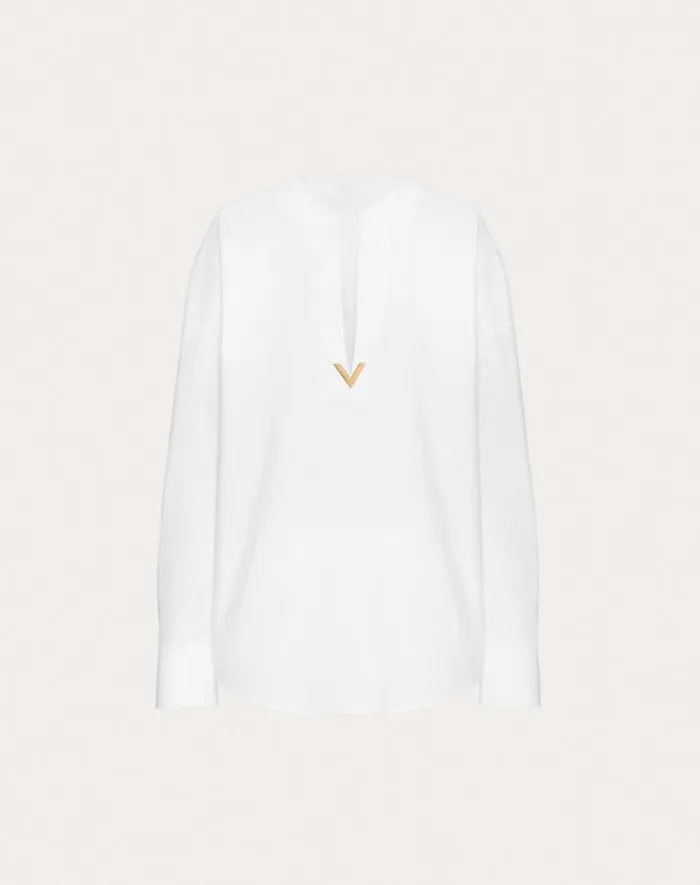 Valentino Shirts And Tops Woman Cotton Popeline Top For Woman In White White