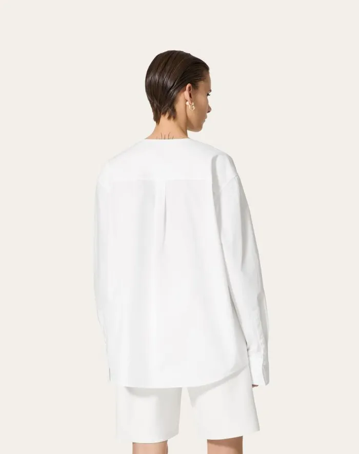 Valentino Shirts And Tops Woman Cotton Popeline Top For Woman In White White Valentino Shirts And Tops Woman Cotton Popeline Top For Woman In White White