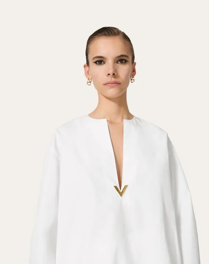 Valentino Shirts And Tops Woman Cotton Popeline Top For Woman In White White Valentino Shirts And Tops Woman Cotton Popeline Top For Woman In White White