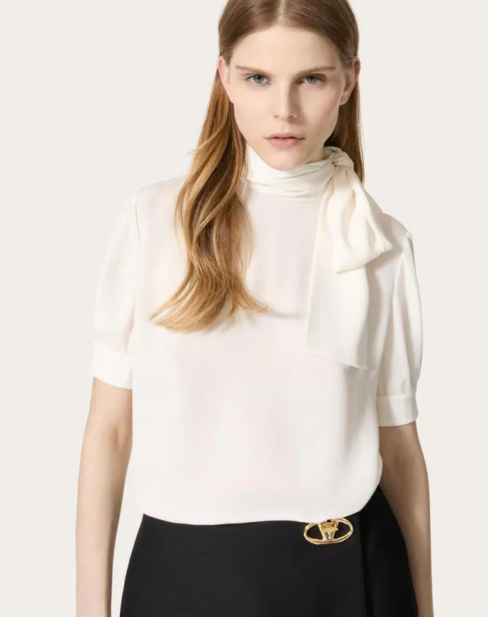 Valentino Shirts And Tops Woman Georgette Top For Woman In Ivory Ivory Valentino Shirts And Tops Woman Georgette Top For Woman In Ivory Ivory