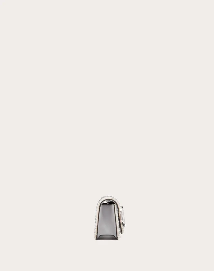 Valentino Shoulder Bags Woman Small Valentino Garavani Loc Shoulder Bag With Crystals For Woman In Silver Silver